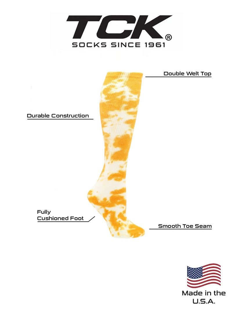 TCK Tie Dye Multisport Tube Socks (Gold/White, Medium) - Image 4
